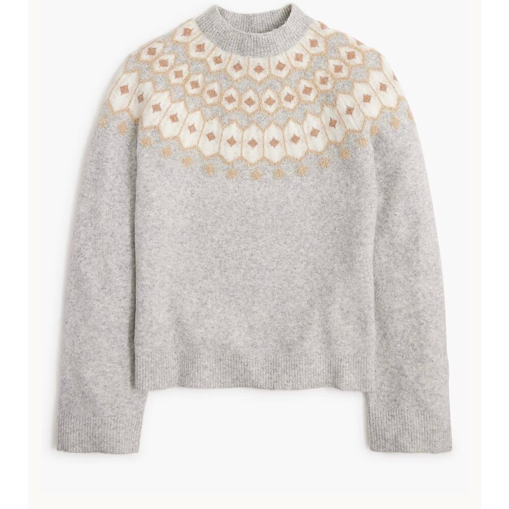 J. Crew Fair Isle shimmer sweater in extra-soft yarn